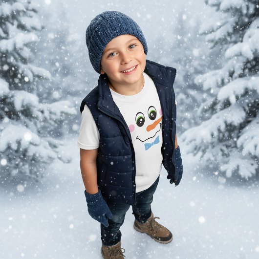 Snowman Boy Face T-Shirt voor kinderen