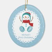 Snowman Boy Personalized Baby's First Kerstmis Keramisch Ornament (Links)