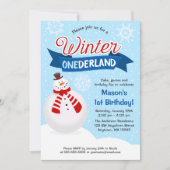 Snowman Boy Winter ONEderland 1e verjaardag Kaart (Voorkant)