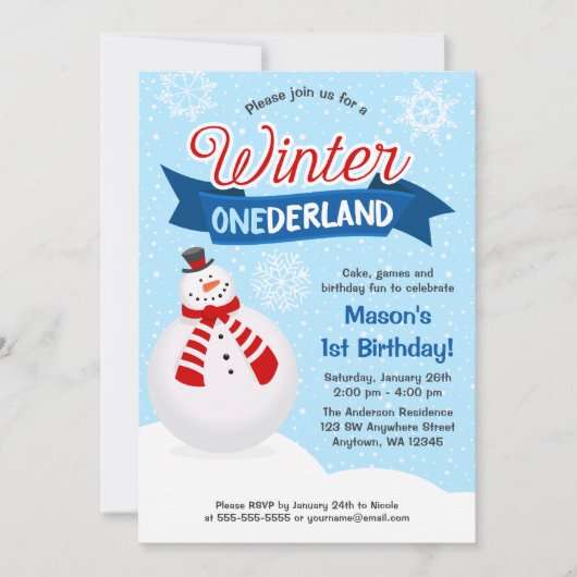 Snowman Boy Winter ONEderland 1e verjaardag Kaart (Voorkant)