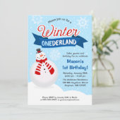 Snowman Boy Winter ONEderland 1e verjaardag Kaart (Staand voorkant)