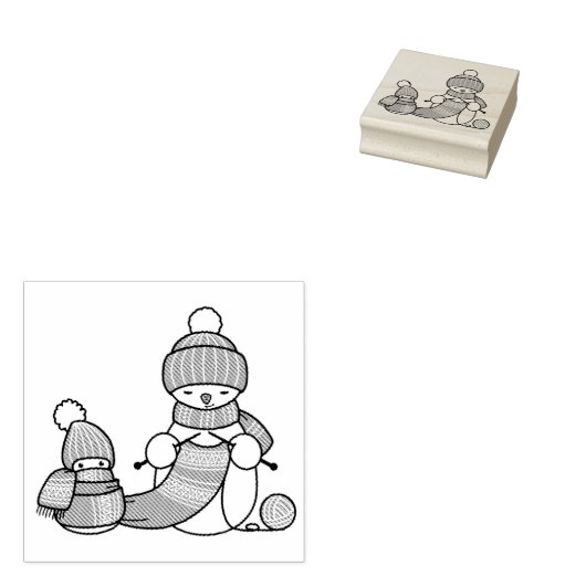 Snowman breien in rond Pet en karf Rubberstempel (Gestempeld)