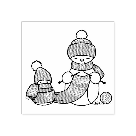 Snowman breien in rond Pet en karf Rubberstempel (Afrduk)