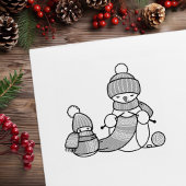 Snowman breien in rond Pet en karf Rubberstempel