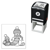 Snowman breien in rond Pet en karf Zelfinktende Stempel (In situ)