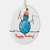 Snowman-breinnaalden kerstboom keramisch ornament (Rechts)