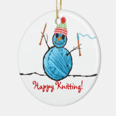 Snowman-breinnaalden kerstboom keramisch ornament (Links)