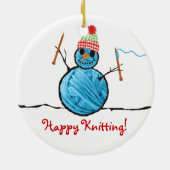 Snowman-breinnaalden kerstboom keramisch ornament (Achterkant)