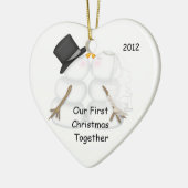 Snowman BRIDE & GROOM Eerste Kerstmis Samen Keramisch Ornament (Links)
