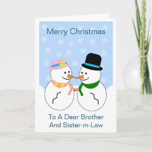 Snowman Brother en zuster-in-law kerstKaart Feestdagen Kaart