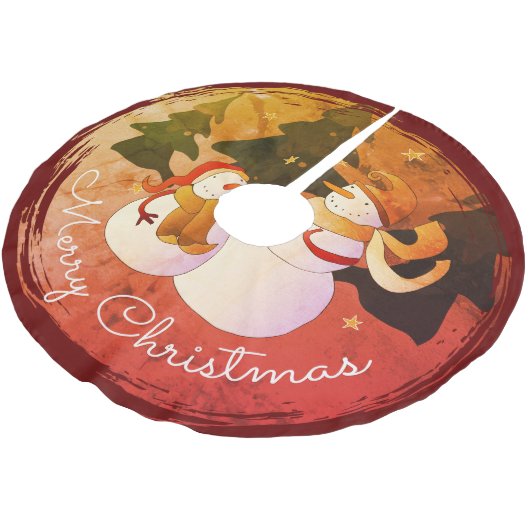 Snowman Brushed Polyester Tree Skirt Kerstboom Rok (Gekanteld)