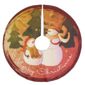 Snowman Brushed Polyester Tree Skirt Kerstboom Rok (Voorkant)