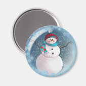 SNOWMAN BUBBLE 3 SNOWFLAKES VAN SHARON SHARPE MAGNEET (Voorkant / Achterkant)