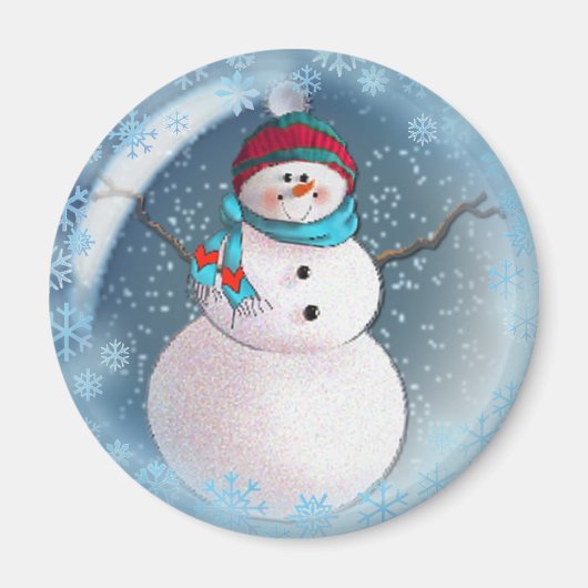 SNOWMAN BUBBLE 3 SNOWFLAKES VAN SHARON SHARPE MAGNEET (Voorkant)