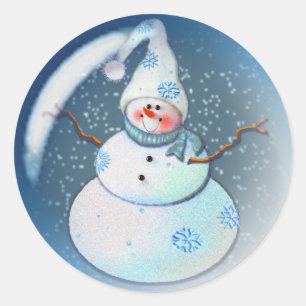 SNOWMAN BUBBLE 4 van SHARON SHARPE Ronde Sticker
