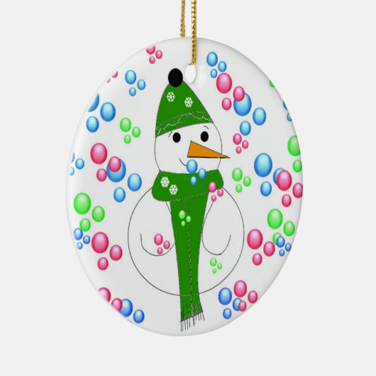 Snowman Bubble Mania Keramisch Ornament (Rechts)