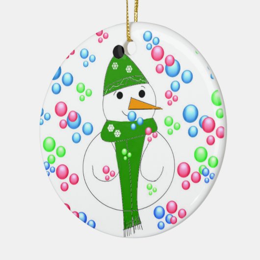 Snowman Bubble Mania Keramisch Ornament (Links)
