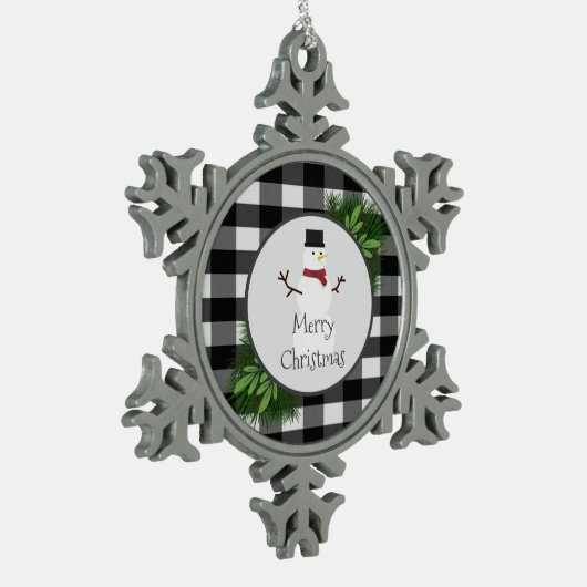Snowman Buffalo Ornament met snowflake (Links)