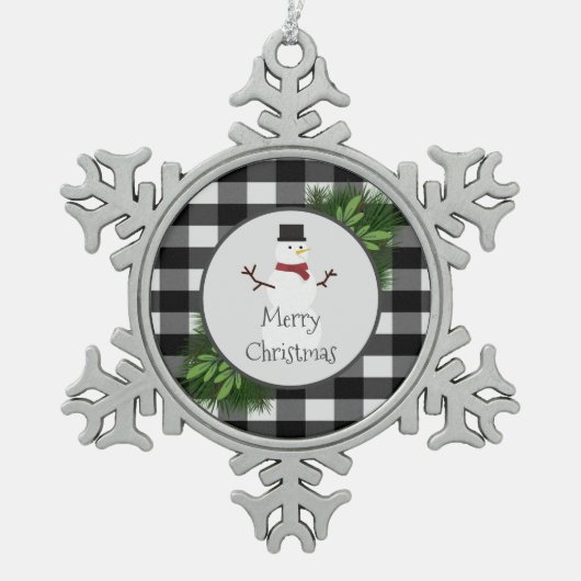 Snowman Buffalo Ornament met snowflake (Voorkant)