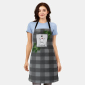 Snowman Buffalo Plaid Kerstmis | Grijs Schort (Gedragen)