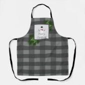 Snowman Buffalo Plaid Kerstmis | Grijs Schort (Voorkant)