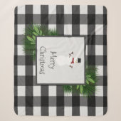 Snowman Buffalo Plaid Sherpa Blanket | Black Deken (Voorkant)