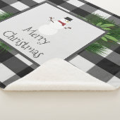 Snowman Buffalo Plaid Sherpa Blanket | Black Deken (3/4)