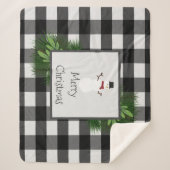 Snowman Buffalo Plaid Sherpa Blanket | Black Sherpa Deken (Voorkant)