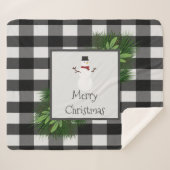 Snowman Buffalo Plaid Sherpa Blanket | Black Sherpa Deken (Voorkant (horizontaal))