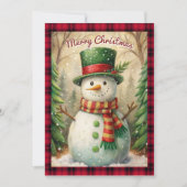 Snowman Buffalo Plaid  Vrolijk Kerstfeest Feestdagenkaart (Voorkant)