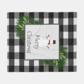 Snowman Buffalo Plaid | Zwart wit fleece deken (Voorkant (Horizontaal))