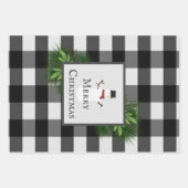 Snowman Buffalo Plaid | Zwart-Wit Inpakpapier Vel (Voorkant 2)