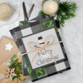 Snowman Buffalo Plaid | Zwart-Wit Inpakpapier Vel