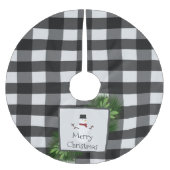 Snowman Buffalo Plaid | Zwart-Wit Kerstboom Rok (Voorkant)