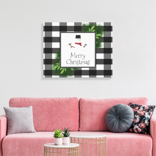 Snowman Buffalo Play Canvas Afdrukken (Insitu (Woonkamer))
