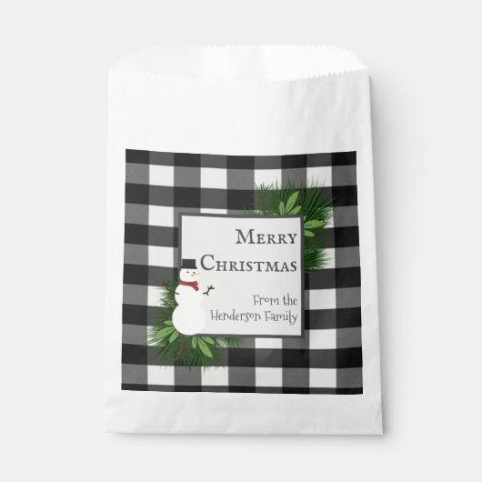 Snowman Buffalo Pset Favor Bag Bedankzakje (Voorkant)