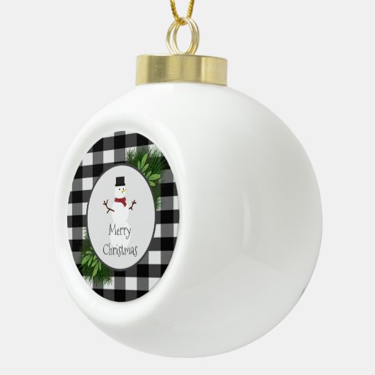 Snowman Buffalo Pset Framed Ornament (Rechts)