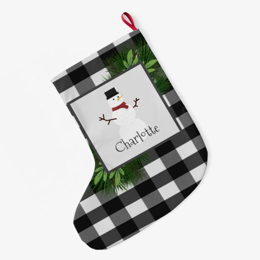Snowman Buffalo Pset Stocking Grote Kerstsok (Achterkant (Hangend))