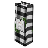Snowman Buffalo Pset Wine Gift Bag Wijn Cadeautas (Voorkant Gekanteld)
