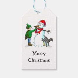 Snowman Building Cadeaulabel