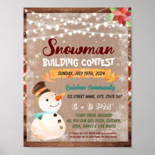 Snowman Building Wedstrijd schoolflyer Poster
