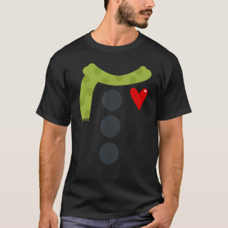 Snowman Button Costume Funny Kerstmis Mannen W T-shirt