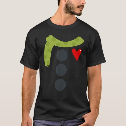 Snowman Button Costume Funny Kerstmis Mannen W T-shirt (Voorkant)