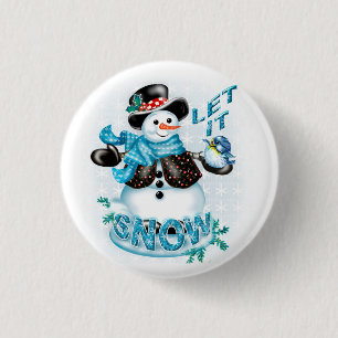 SNOWMAN BUTTON LAAT HET KLEINE BUTTON 1¼ inch SNEM