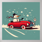 Snowman bye een auto poster (Voorkant)