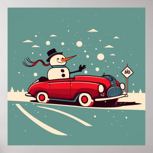 Snowman bye een auto poster (Voorkant)