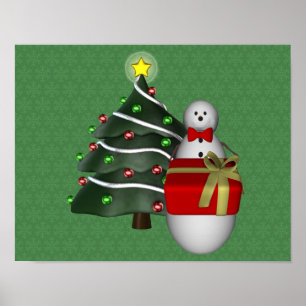 Snowman Cadeau Tree kerstfeestdag Poster