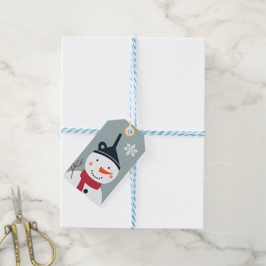 Snowman Cadeaulabel (Met Touw)