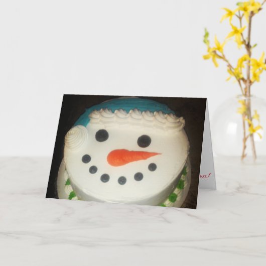 “Snowman Cake" Kerstkaart #1 Kaart (Gele Bloem)