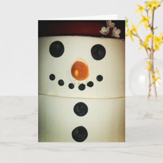 “Snowman Cake” Kerstkaart #2 Kaart (Gele Bloem)